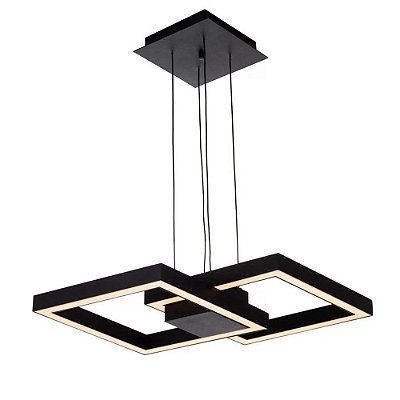 Pendente Fit 705 41x41x6cm Preto com Led Integrado 50,4w 3000k Bivolt