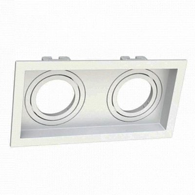 Embutido Duplo Branco Recuado 10602 24x12x3,5cm para 2 Lampadas AR70