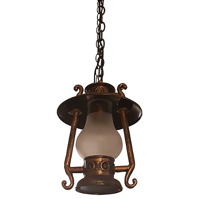 Pendente Colonial Lamparina 33x25cm Ouro Velho para 1x Lampada E27