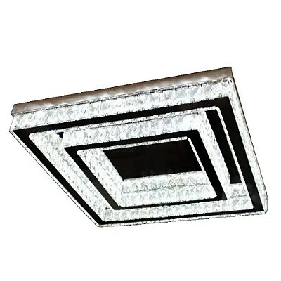 Plafon Quadrado Cristal DCX00191 40x60cm com Led Integrado 48w 3000/4000/6000k Bivolt com Controle R