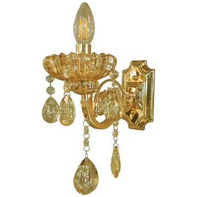 Arandela Candelabro Vela DCD00409 Dourado 30x15cm para 1x Lampadas E-14