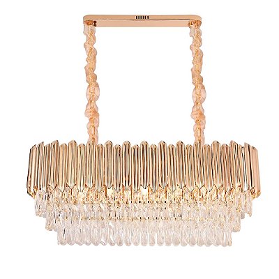 Pendente DCD00227 96x33x40cm Dourado Cristal para 12 Lampada E14