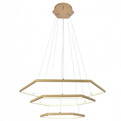 Pendente DCD015036 40x60x80cm Dourado Hexagono com Led Integrado 70w 3000k Bivolt