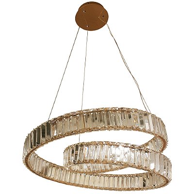 Pendente DCD02805 Ø60cm Dourado Cristal com Led Integrado 70w 3000k Bivolt