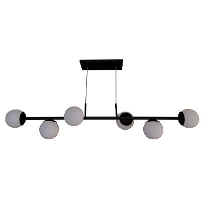 Pendente Jabuticaba 003B Ø12x110cm Preto Fosco com Vidro Fosco para 6 Lampadas G9