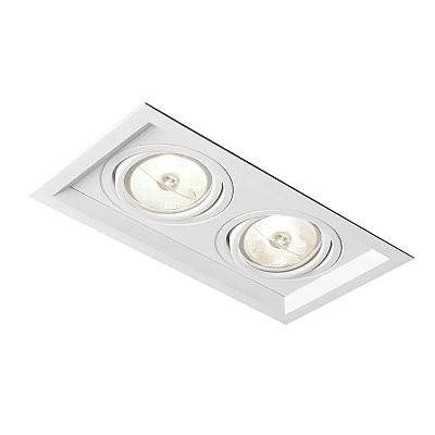 Embutido Duplo IN51342 Recuado Branco 13x24cm para 2 Lampadas AR70