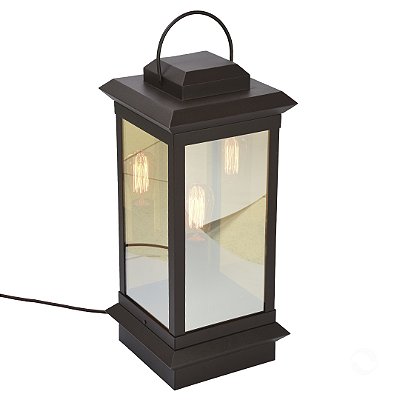 Lanterna Toscana Trap Preto com Vidro Espelhado Champanhe 25x64cm para 1 Lampadas E27