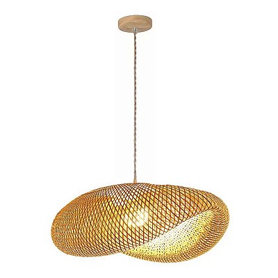 Pendente Palha 26x41x50cm Borneu para 1 Lampada E27 Bivolt