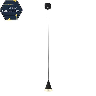 PENDENTE HPD2001 PRETO C/ LED 5W 3000K C/ CABO 1,20MT BIVOLT