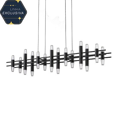 Pendente HPD4314 Preto 120cm com Led Integrado 56w 3500k Bivolt