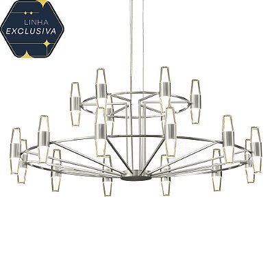 Pendente HPD4319 Cromado Ø80cm com Led Integrado 108w 3500k Bivolt