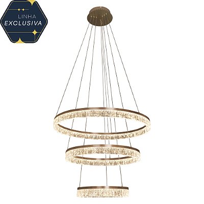 Pendente Alianca Ø40xØ60xØ80cm Marrom com Led Integrado 120w 3000/4000k Bivolt