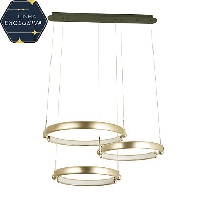Pendente HPD18013 85cm Dourado com Led Integrado 75w 3000k Bivolt