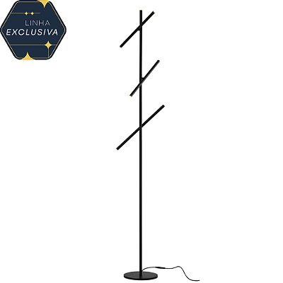 Coluna HCL2003 165cm Preta com Led Integrado 15w 3000k Bivolt