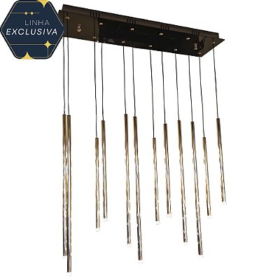 Pendente HPD2013 Dourado Base 80cm com Led Integrado 18w 3000k Bivolt