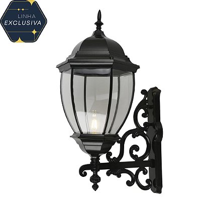 Arandela Colonial HAR2376 70x37cm Preta para um Lampada E27 Bivolt