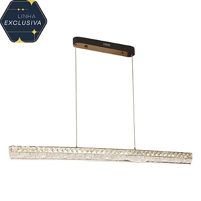 Pendente Slim 120cm Cromado Cristal Led Integrado 45w Multi temperatura Dimer Bivolt
