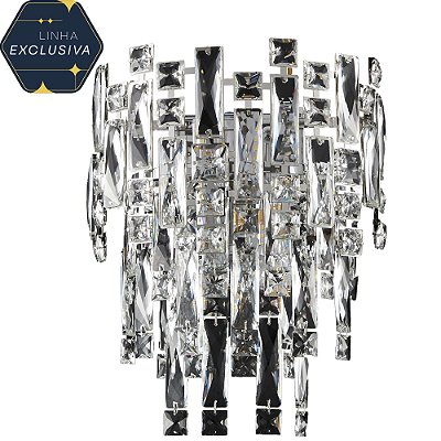 Arandela HAR8204 Cristal 33X28cm Cromado para 2 Lampadas E14 Bivolt