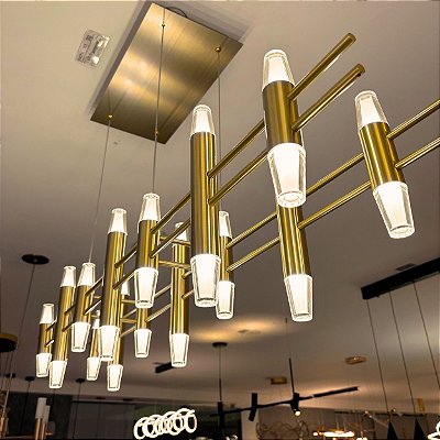 Pendente HPD4315 Dourado 120CM C/ LED 56W 3500K Bivolt