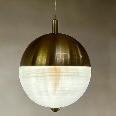Pendente Dourado 12X13cm c/ LED 12W 3000K 900LM 2m cabo Bivolt