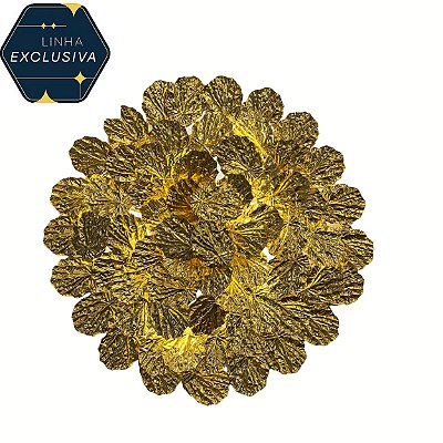 Arandela HAR9120 Circulo de Folhas Douradas 80cm para 10 lampadas G9