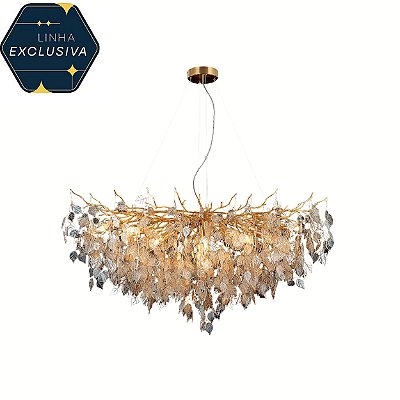 Pendente HPD9111 Dourado com Vidro Ambar para 12 lampadas G9
