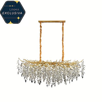 Pendente HPD9118 Dourado c/Cristal 1.50 Metros para 15 lampadas G9