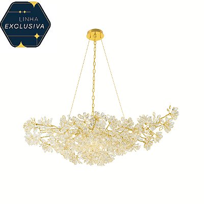 Pendente HPD9108 Dourado com Cristal 1.50 metros c/ 1.20 metros de fio para 15 lampadas G9