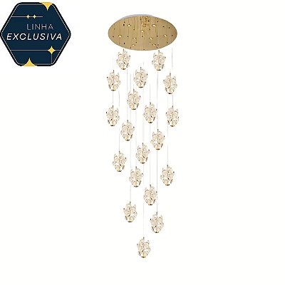 Pendente HPD4347 Cristal com Base 80cm c/ 4 metros de cabo e LED 3 Cores