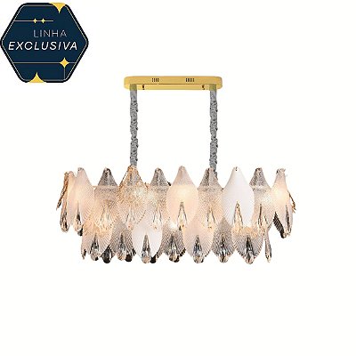 Lustre Concha Horizontal HPD4370 1.20cm c/ 1 Metro de Corrente para 17 Lampadas E14 P/ 17/E14