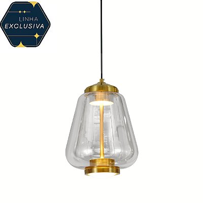 Pendente Vidro Piramide HPD7978 23cm de Diametro c/ 1,50 Metros de Fio com LED 3000K