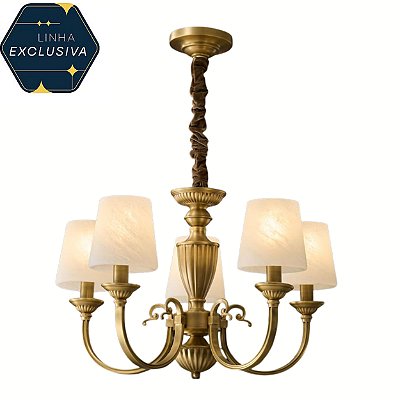 Lustre Vintage com 5 bracos D7532-5 Bronze 65x42 para 5 lampadas E14