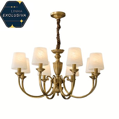 Lustre Vintage com 8 bracos D7532-8 Bronze 86x43 para 8 lampadas E14