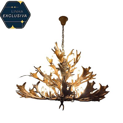 Lustre HPDPA1009 Madeira Resina 1.50x1.25 para 24 lâmpadas E14