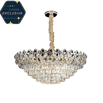 Pendente Cristais HPD3640 Dourado com 80cm para 19 lâmpadas E14
