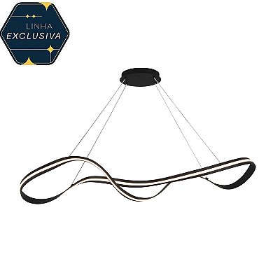 Pendente HPD1847 Preto com 1.20m c/ Led 45w 3000k Bivolt