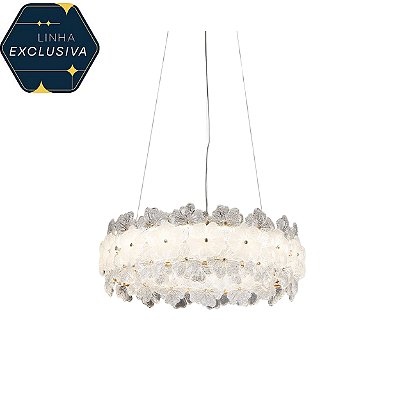 Pendente Flores HPD4325 Dourado 60cm com Led integrada 144w Bivolt