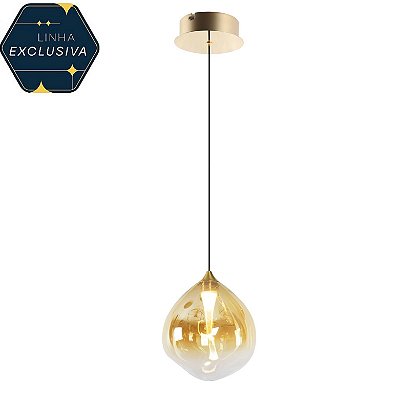 Pendente HPD1894 Vidro Champanhe 18cm c/ Led 4w 3000k Bivolt