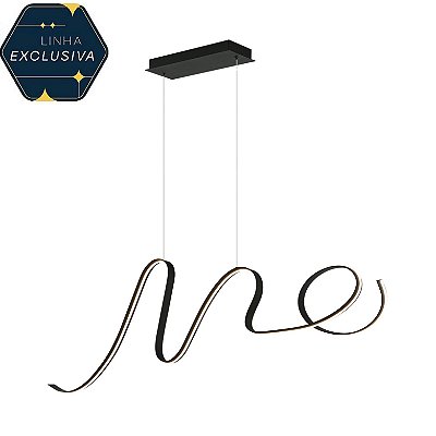 Pendente HPD1858 Preto com 1.60m c/Led 34w 3000k Bivolt