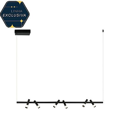 Pendente HPD1879 Preto 1,20m c / Led 18w 3000k Bivolt