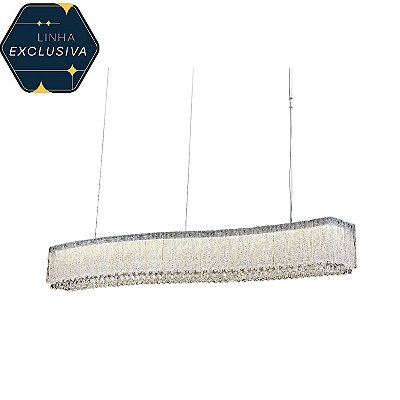 Pendnete Cristal Retangular HPD4328 Cromado 120cm com Led Integrada 126w