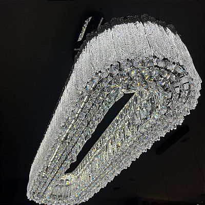 Pendente Cristal HPD4326 Cromado 100cm com Led Integrada 215w