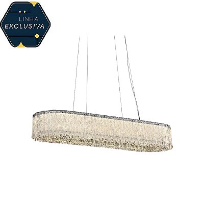 Pendente Cristal HPD4326 Cromado 100cm com Led Integrada 215w