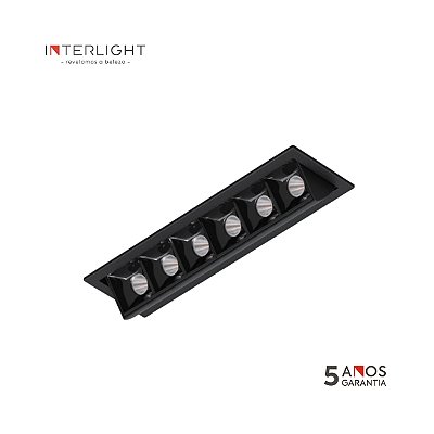 Embutido Orientável 4583 Picco Home Preto 4,7x17,9x5,3cm com Led Integrada 14w 2700k Bivolt