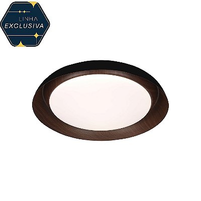 Plafon HPF5409 Marrom 50cm com Led 48w Dimerizável com Controle Remoto Bivolt