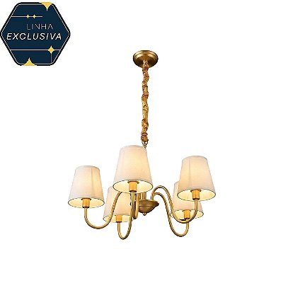 Lustre HPD7305 Bronze com Cúpula 63x47cm para 5 Lâmpadas E14