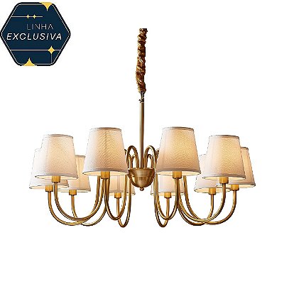 Lustre HPD7310 Bronze com Cúpula 89x53cm para 10 Lâmpadas E14
