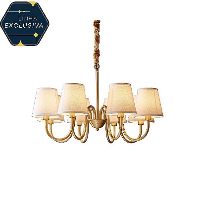 Lustre HPD7308 Bronze com Cúpula 73x47cm para 8 Lâmpadas E14