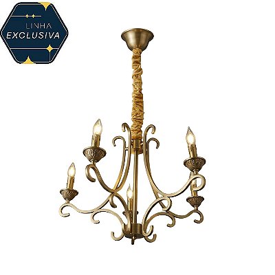 Lustre HPD7520 Bronze 60x45cm para 5 Lâmpadas E14