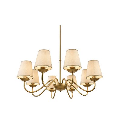 Lustre Candelabro 850D Dourado com 8 Cúpulas para 8 Lâmpadas E14
